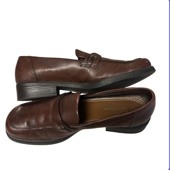 Naturalizer Y2K Chunky Heel Loafer Brown Leather Square Toe   Sz 9 - Picture 6 of 10